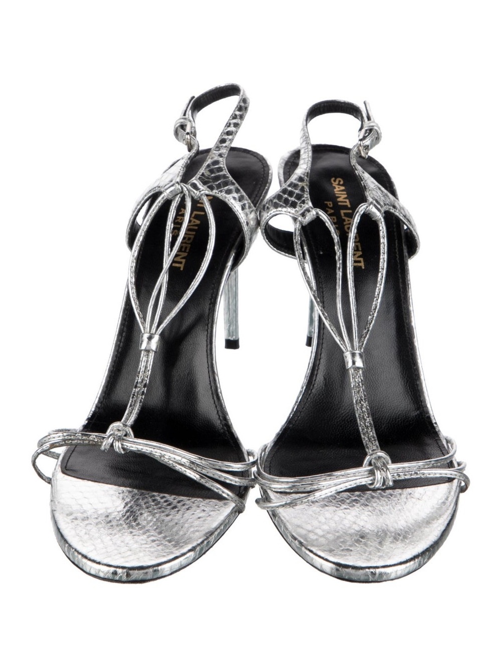 Saint Laurent Robin Metallic Snakeskin Sandals EU 37.5